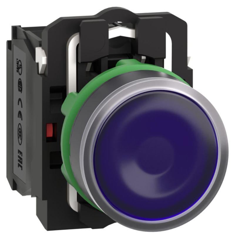 XB5AW36M5 Schneider - Harmony XB5 - bouton poussoir lumineux bleu Ø22 - impulsion - 240V - 1NO+1NF