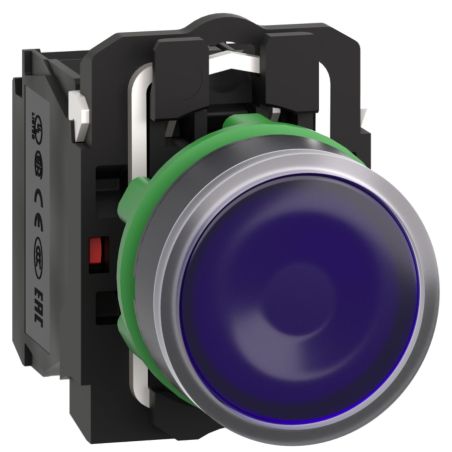 XB5AW36M5 Schneider - Harmony XB5 - bouton poussoir lumineux bleu Ø22 - impulsion - 240V - 1NO+1NF