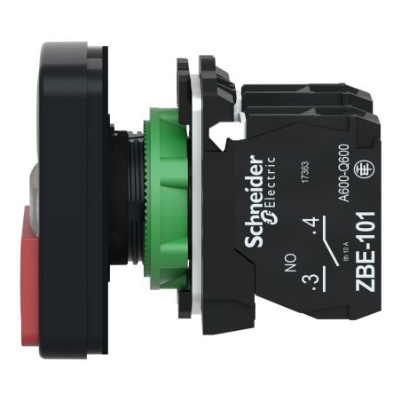 XB5AW73731B5 Schneider - Harmony XB5 - Bouton marche arrêt métal complet + voyant led 24V - 1NO+1NF