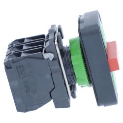 XB5AA731327 Schneider - Harmony XB5 - bouton 3 touches complet - vert/vert/rouge - 2NO+1NF