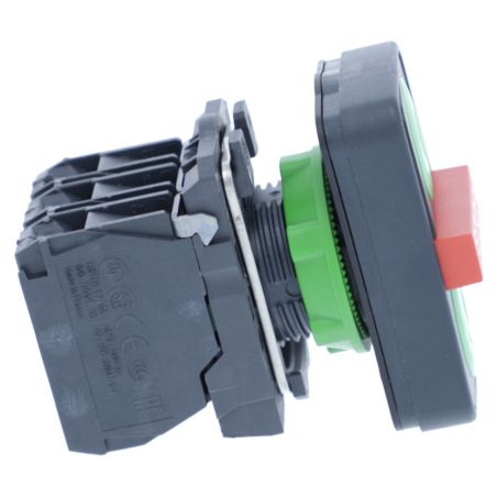 XB5AA731327 Schneider - Harmony XB5 - bouton 3 touches complet - vert/vert/rouge - 2NO+1NF