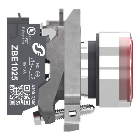 XB4BW34B55 Schneider - Harmony XB4 - poussoir lumineux LED complet rouge - Ø22 - 24VACDC - 1NO+1NF
