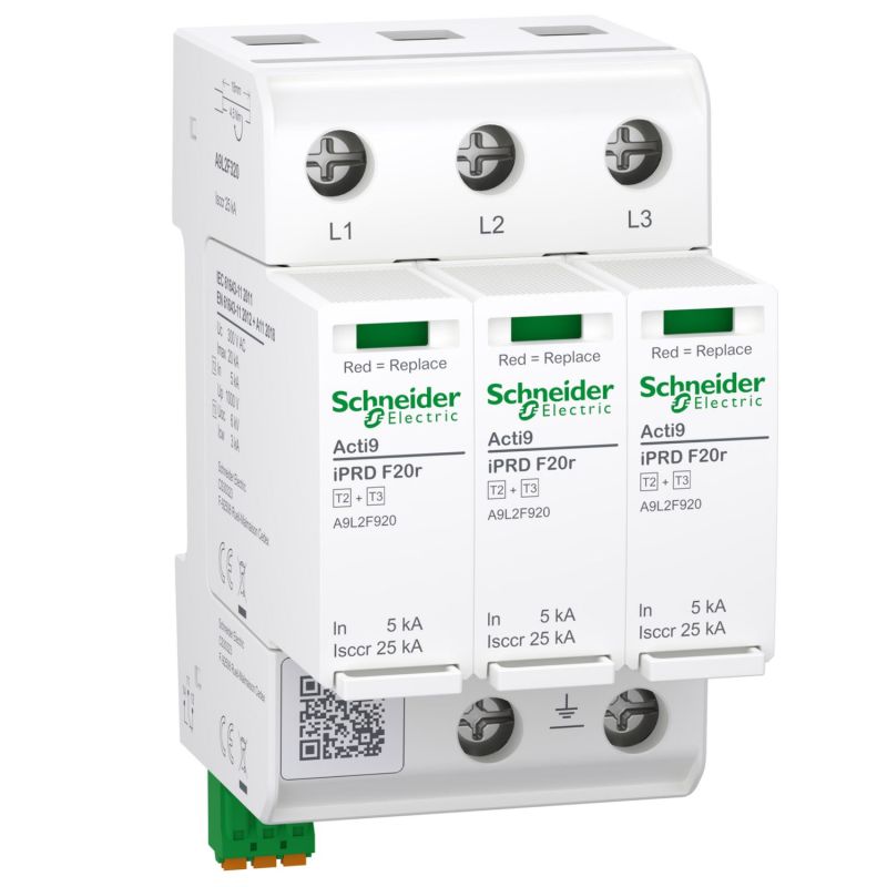 A9L2F320 Schneider - Acti9 IPRDF20r Parafoudre autoprotégé triphasétype 2 + 3 - 20kA