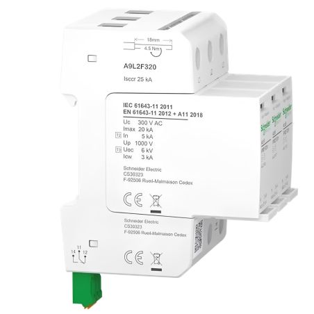 A9L2F320 Schneider - Acti9 IPRDF20r Parafoudre autoprotégé triphasétype 2 + 3 - 20kA