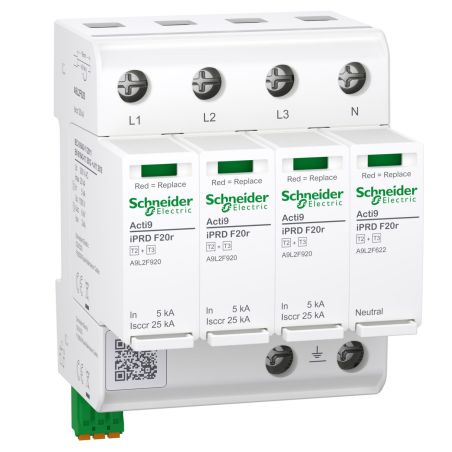 A9L2F620 Schneider - Acti9 IPRDF20r Parafoudre autoprotégé triphasé + neutre - 20kA