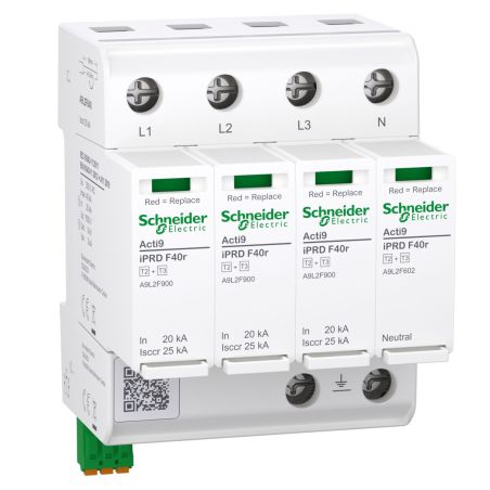 A9L2F640 Schneider - Acti9 IPRDF40r Parafoudre autoprotégé triphasé + neutre - 40kA