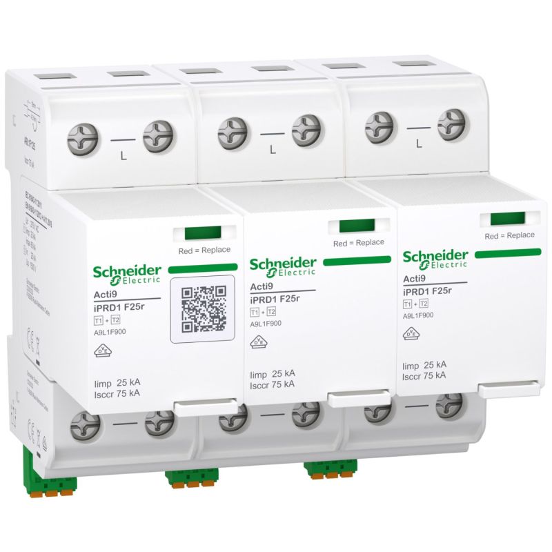 A9L1F325 Schneider - Acti9 IPRD1F25r - Parafoudre autoprotégé - triphasé + neutreType 1+2 - 25kA