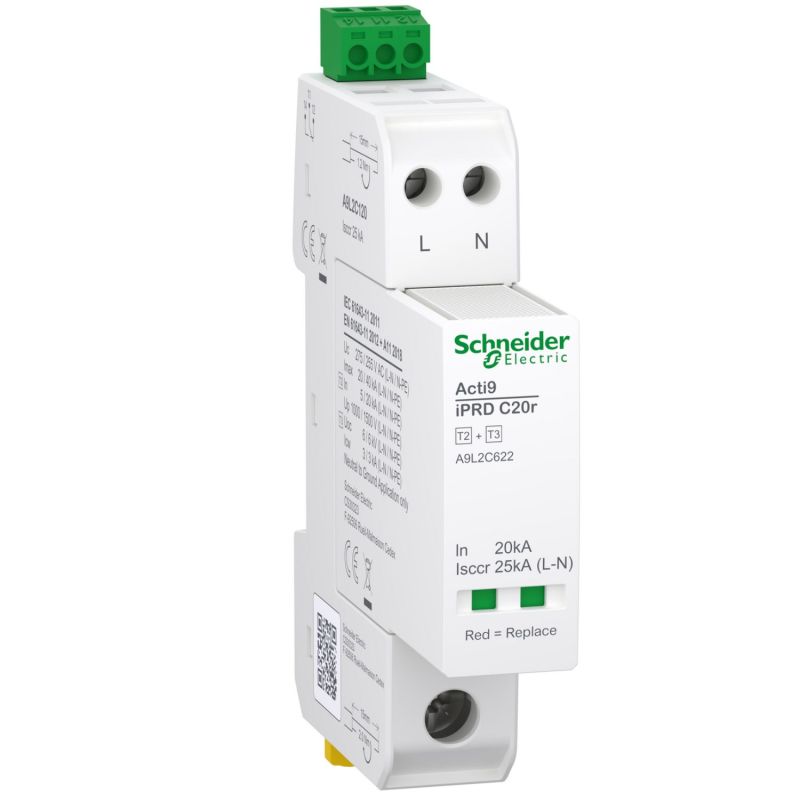 A9L2C120 Schneider - Acti9 IPRDC20r Parafoudre Compact phase + neutre - 20kA
