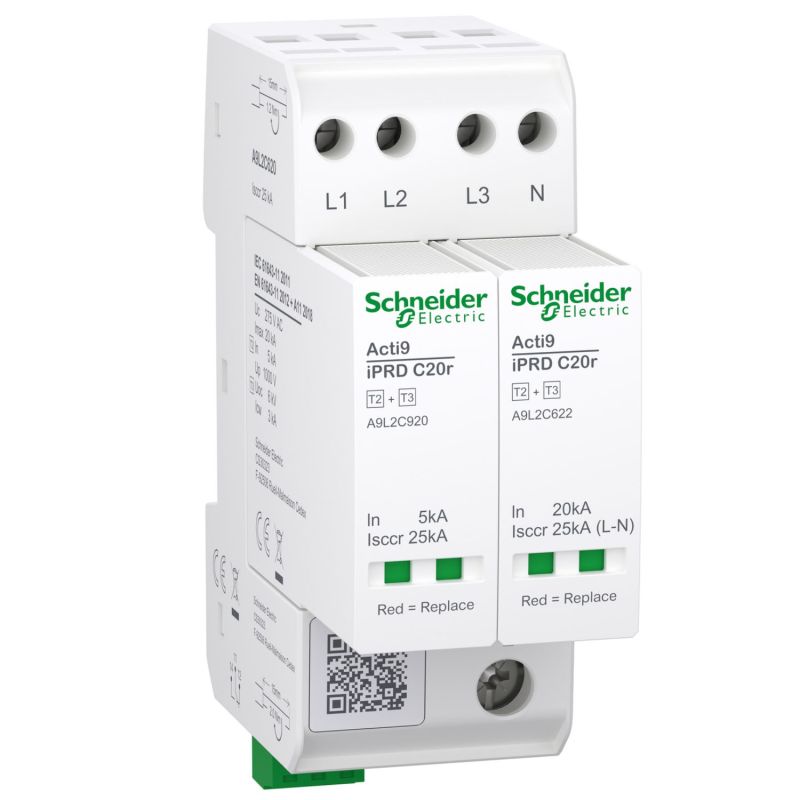 A9L2C620 Schneider - Acti9 IPRDC20r Parafoudre Compact triphasé + neutre - 20kA