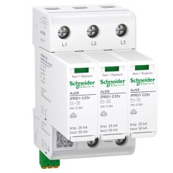 A9L1C325 Schneider - Acti9 IPRD1C25r - Parafoudre Type 1+2 - triphasé - 40kA
