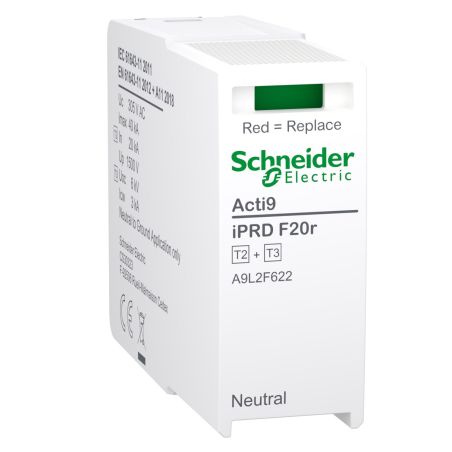 A9L2F622 Schneider - Acti9 iPRDF20r - Cartouche débrochable autoprotégé neutre type 2+3