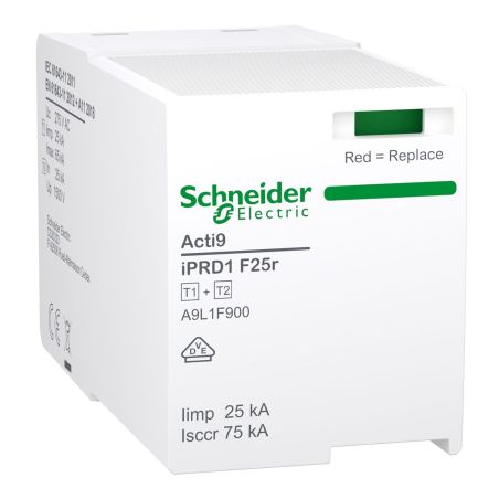 A9L1F900 Schneider - Acti9 IPRD1F25r - Cartouche Parafoudre phase - Type 1+2