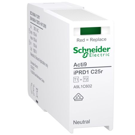 A9L1C602 Schneider - Acti9 IPRD1C25r - Cartouche Parafoudre neutre Type 1+2