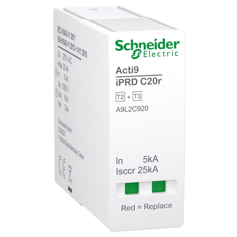 A9L2C920 Schneider - Acti9 iPRDC20r - Cartouche débrochable Compact phase type 2+3