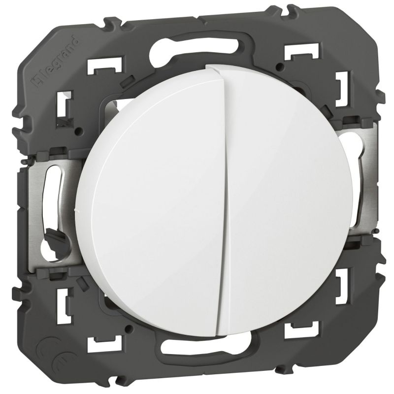 600002 Legrand - Dooxie Double interrupteur ou va-et-vient 10A 250V - Blanc