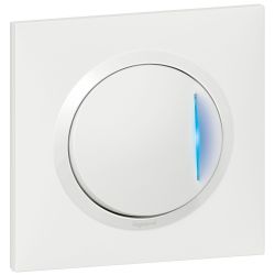 600710 Legrand - Dooxie One Va-et-vient avec témoin lumineux complet 1 poste 10A 250V livré avec plaque et griffes - Blanc