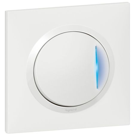 600710 Legrand - Dooxie One Va-et-vient avec témoin lumineux complet 1 poste 10A 250V livré avec plaque et griffes - Blanc