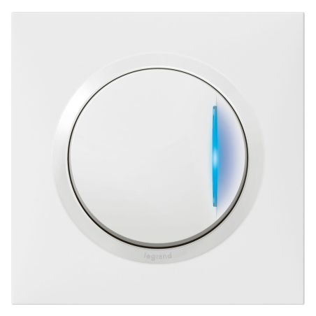 600710 Legrand - Dooxie One Va-et-vient avec témoin lumineux complet 1 poste 10A 250V livré avec plaque et griffes - Blanc