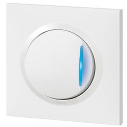 600710 Legrand - Dooxie One Va-et-vient avec témoin lumineux complet 1 poste 10A 250V livré avec plaque et griffes - Blanc