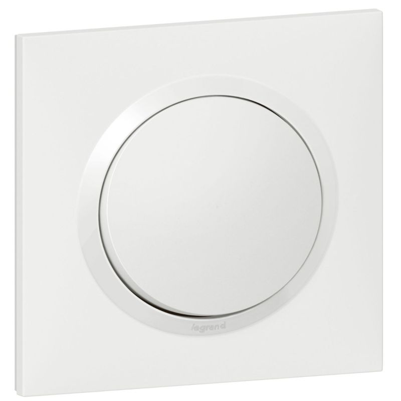 600705 Legrand - Dooxie One Poussoir complet 1 poste 6A 250V livré avec plaque et griffes - Blanc