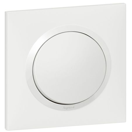 600705 Legrand - Dooxie One Poussoir complet 1 poste 6A 250V livré avec plaque et griffes - Blanc