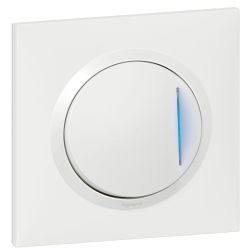 600716 Legrand - Dooxie One Poussoir lumineux complet 1 poste 6A 250V livré avec plaque et griffes - Blanc