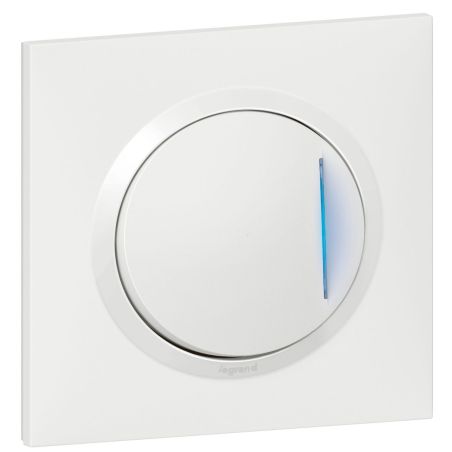 600716 Legrand - Dooxie One Poussoir lumineux complet 1 poste 6A 250V livré avec plaque et griffes - Blanc