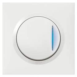 600716 Legrand - Dooxie One Poussoir lumineux complet 1 poste 6A 250V livré avec plaque et griffes - Blanc