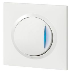 600716 Legrand - Dooxie One Poussoir lumineux complet 1 poste 6A 250V livré avec plaque et griffes - Blanc