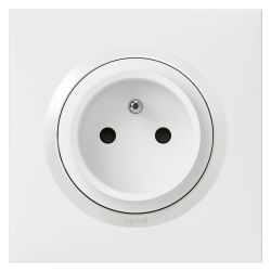 600728 Legrand - Dooxie One Prise de courant 2P+T easyréno faible profondeur 16A livrée avec plaque et griffes - Blanc