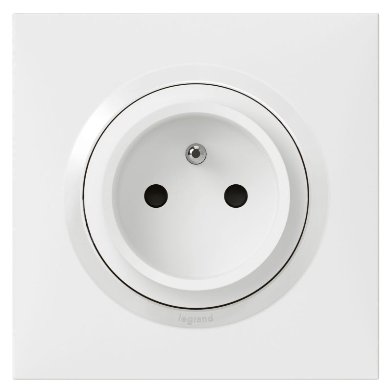 600728 Legrand - Dooxie One Prise de courant 2P+T easyréno faible profondeur 16A livrée avec plaque et griffes - Blanc