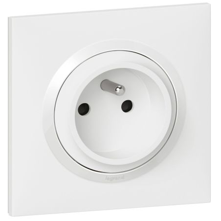 600728 Legrand - Dooxie One Prise de courant 2P+T easyréno faible profondeur 16A livrée avec plaque et griffes - Blanc