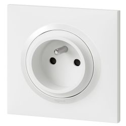 600728 Legrand - Dooxie One Prise de courant 2P+T easyréno faible profondeur 16A livrée avec plaque et griffes - Blanc
