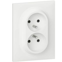 600721 Legrand - Dooxie One Double prise de courant 2P+T easyréno 16A livrée avec plaque et griffes - Blanc