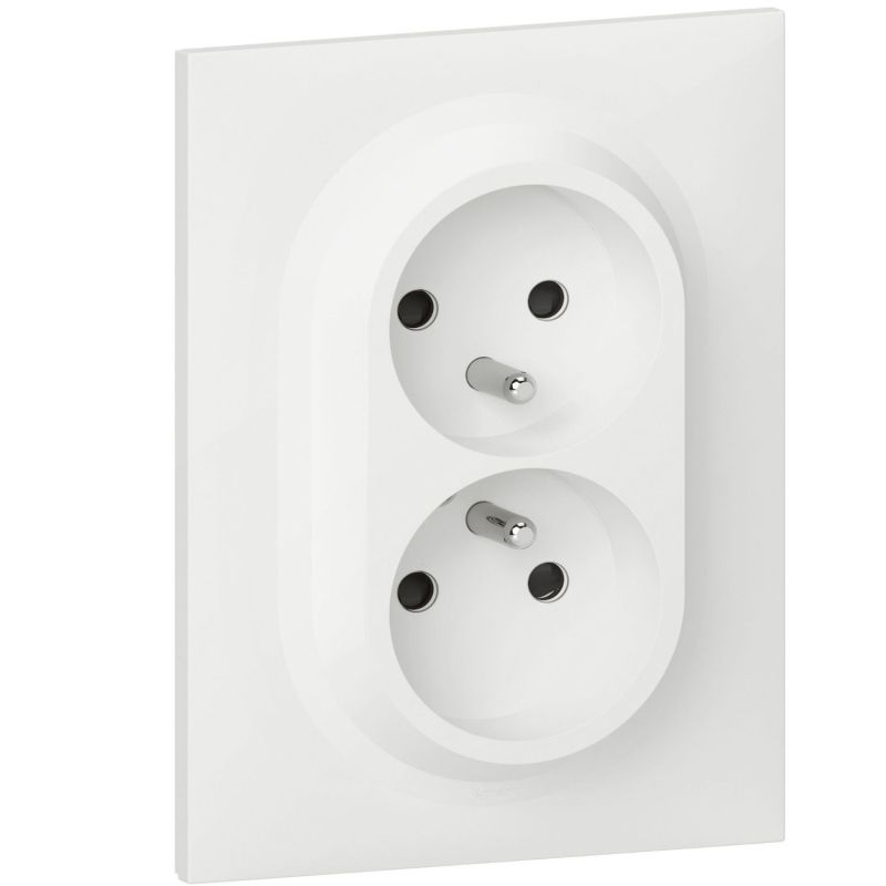 600721 Legrand - Dooxie One Double prise de courant 2P+T easyréno 16A livrée avec plaque et griffes - Blanc
