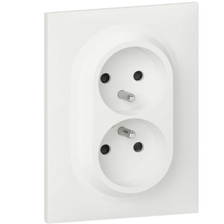 600721 Legrand - Dooxie One Double prise de courant 2P+T easyréno 16A livrée avec plaque et griffes - Blanc