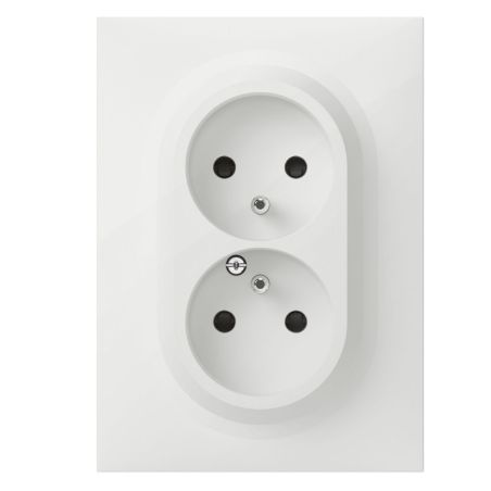 600721 Legrand - Dooxie One Double prise de courant 2P+T easyréno 16A livrée avec plaque et griffes - Blanc