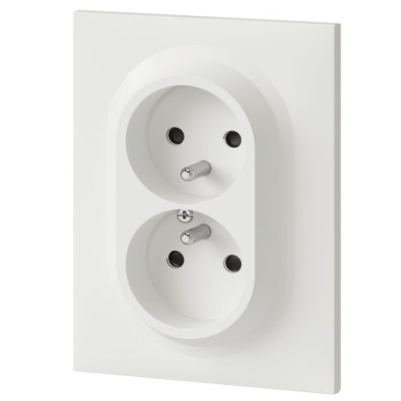 600721 Legrand - Dooxie One Double prise de courant 2P+T easyréno 16A livrée avec plaque et griffes - Blanc