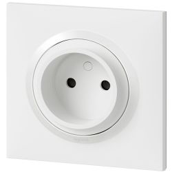 600734 Legrand - Dooxie One Prise de courant 2P à puits 16A livrée avec plaque et griffes - Blanc