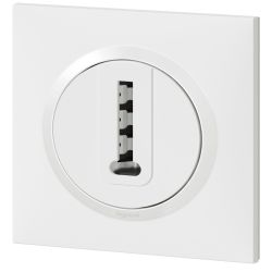 600768 Legrand - Dooxie One Prise téléphone en T livrée avec plaque et griffes - Blanc