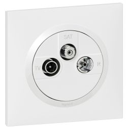 600753 Legrand - Dooxie One Prise TV-R-SAT 1 câble livrée avec plaque et griffes - Blanc