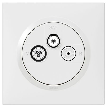 600753 Legrand - Dooxie One Prise TV-R-SAT 1 câble livrée avec plaque et griffes - Blanc