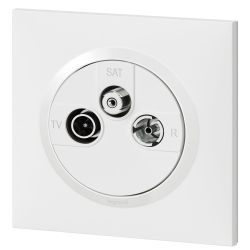 600753 Legrand - Dooxie One Prise TV-R-SAT 1 câble livrée avec plaque et griffes - Blanc