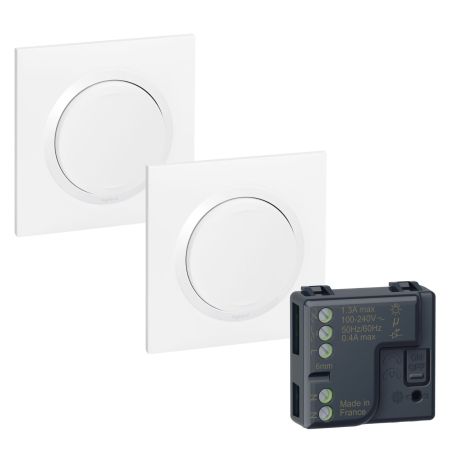 600699L Legrand - Dooxie Prêt-à-poser 2 commandes sans fil sans pile + 1 micromodule - Blanc