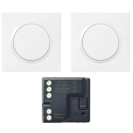 600699L Legrand - Dooxie Prêt-à-poser 2 commandes sans fil sans pile + 1 micromodule - Blanc