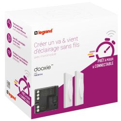 600699 Legrand - Dooxie Prêt-à-poser créer un va-et-vient 2 commandes sans fil + 1 micromodule - Blanc