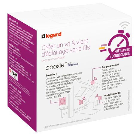 600699 Legrand - Dooxie Prêt-à-poser créer un va-et-vient 2 commandes sans fil + 1 micromodule - Blanc
