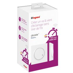 600692 Legrand - Dooxie Prêt-à-poser créer un va-et-vient 1 commande sans fil + 1 inter 230V - Blanc
