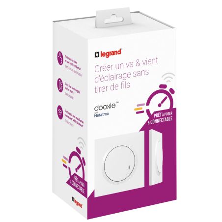 600692 Legrand - Dooxie Prêt-à-poser créer un va-et-vient 1 commande sans fil + 1 inter 230V - Blanc