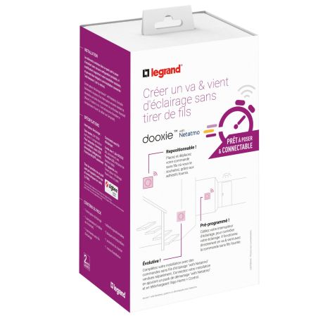 600692 Legrand - Dooxie Prêt-à-poser créer un va-et-vient 1 commande sans fil + 1 inter 230V - Blanc